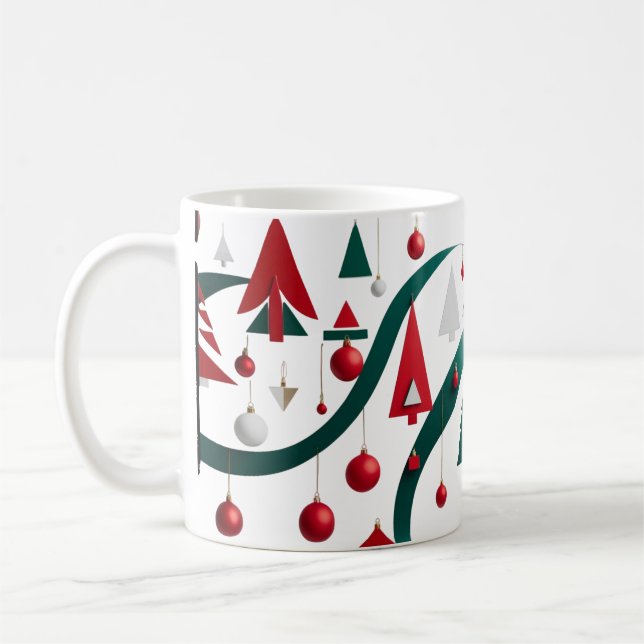 Modern Abstract Geometric Christmas Mug Kaffeetasse (Links)
