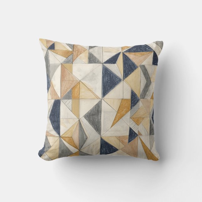 Modern Abstract Geometric Quilt Pattern Navy Blue  Kissen (Vorderseite)