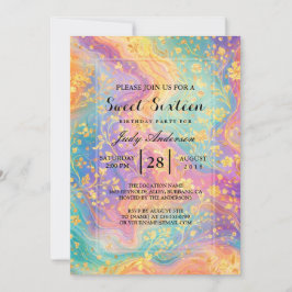 Modern Abstract Glitter Floral Monogram Design Einladung