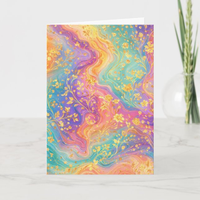 Modern Abstract Glitter Floral Monogram Design     Karte (Vorderseite)