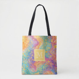 Modern Abstract Glitter Floral Monogram Design Tasche