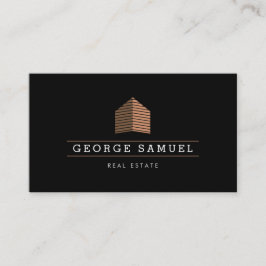Modern Abstract Golden Home Logo Realtor Black Visitenkarte