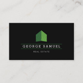 Modern Abstract Green Home Logo Realtor Black Visitenkarte