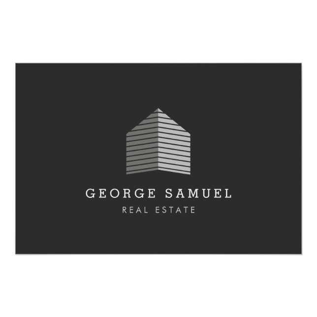 Modern Abstract Home Logo Realtor Black Poster (Vorderseite)