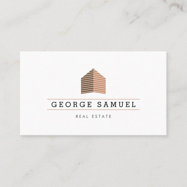 Modern Abstract Home Logo Realtor Golden Monogram Visitenkarte (Vorderseite)