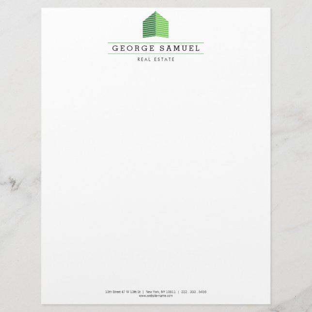 Modern Abstract Home Logo Realtor Green and White Briefbogen (Vorderseite)