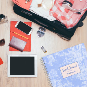 Modern Abstract Map Blue Pattern Travel Journal Notizbuch