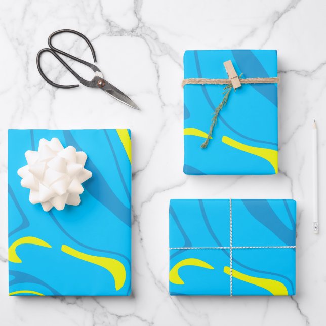 Modern Abstract Ocean Currents Geschenkpapier Set (Vorderseite)