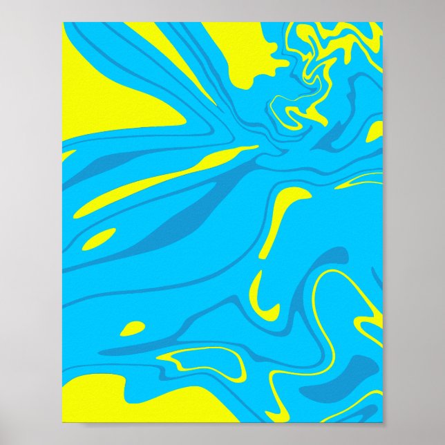Modern Abstract Ocean Currents Poster (Vorne)
