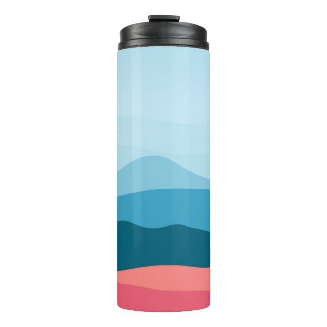 Modern Abstract Pastel Blue Pink Mountains Thermosbecher (Vorderseite)