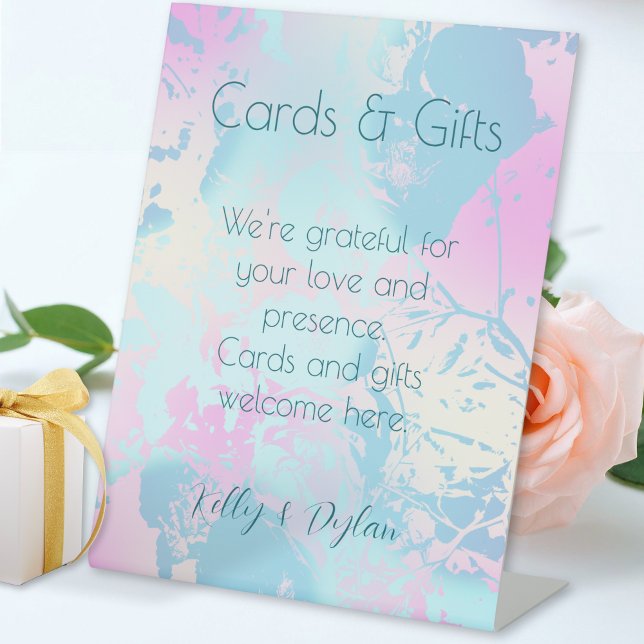Modern Abstract Pastel Wedding Cards and Gifts Sockelschild (Von Creator hochgeladen)