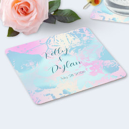 Modern Abstract Pastel Wedding Paper Coaster Rechteckiger Pappuntersetzer
