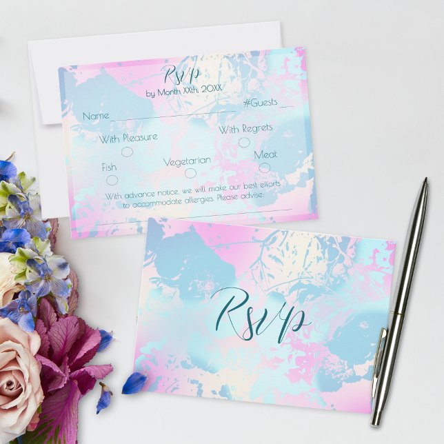 Modern Abstract Pastel Wedding RSVP Card (Von Creator hochgeladen)