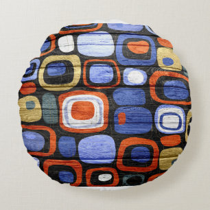 Modern Abstract Pastel Wood Look Rundes Kissen