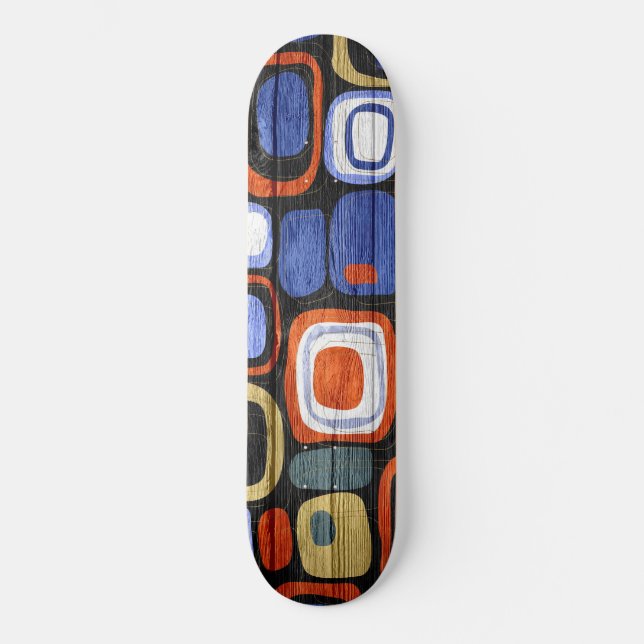 Modern Abstract Pastel Wood Look Skateboard (Vorderseite)