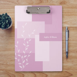 Modern Abstract Pink Mauve White Leaf Clipboard Klemmbrett
