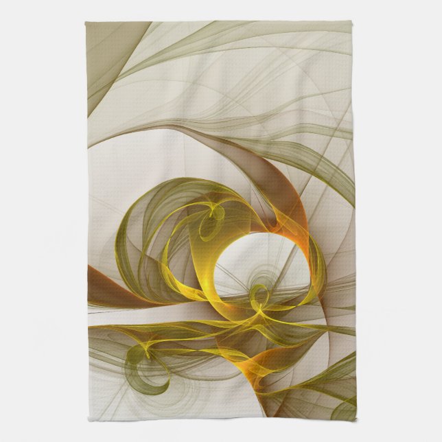 Modern Abstract Precious Metal Colors Fractal Geschirrtuch (Vertikal)