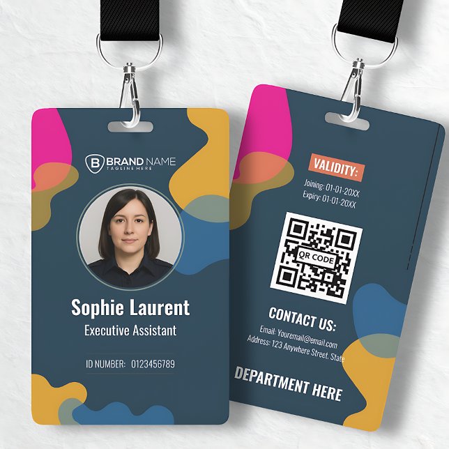 Modern Abstract Shapes Blue Professional Photo ID  Ausweis (Modern Abstract Shapes Blue Professional Photo ID Badge)