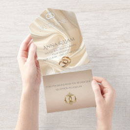 Modern Abstract Silk Wedding Invitation All-in-One-Einladung