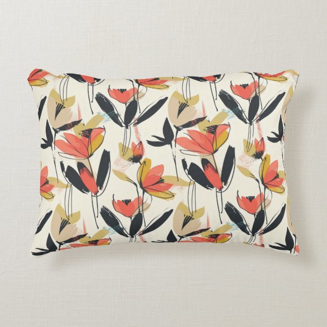Modern Abstract Spring Floral Accent Pillow Dekokissen (Vorderseite)