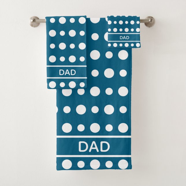 Modern Abstract White Polka Dots & Text on Blue (En situation)
