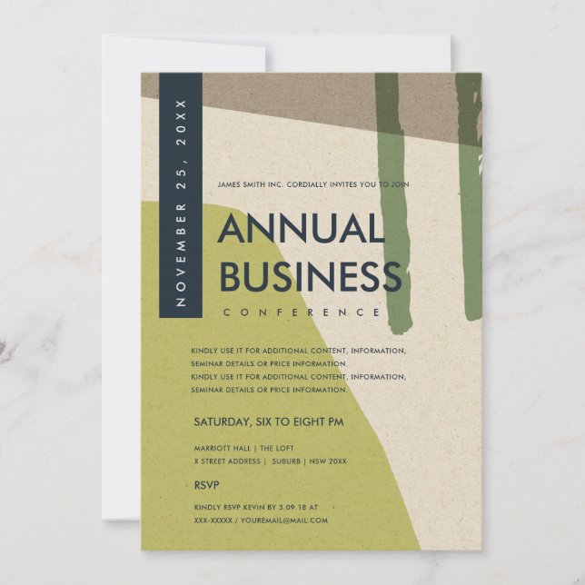 MODERN ABSTRAKT ART LIME GREEN CONFERENCE EVENT EINLADUNG (Vorderseite)