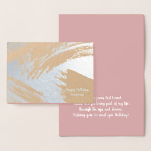 Modern Abstrakt Brush Birthday Real Foil Card Folienkarte