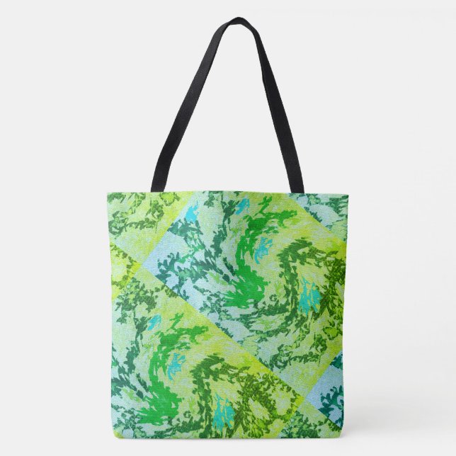 MODERN abstrakt gezeichnet grün-blau-gelb- Tasche (Vorderseite)