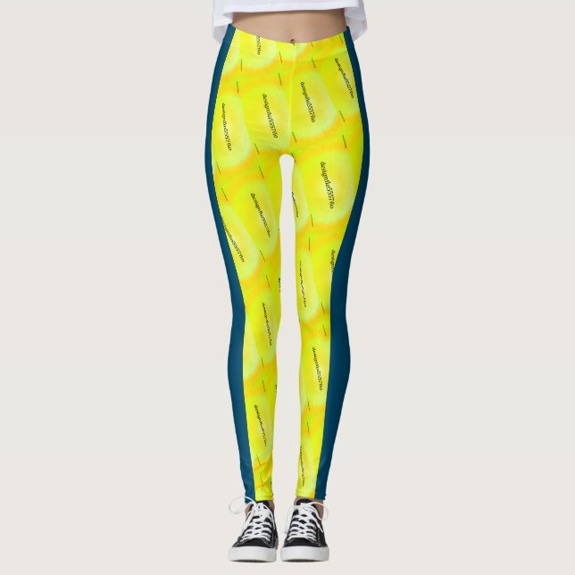 MODERN abstrakt gezeichnet in Blau-Gelb Leggings (Vorderseite)