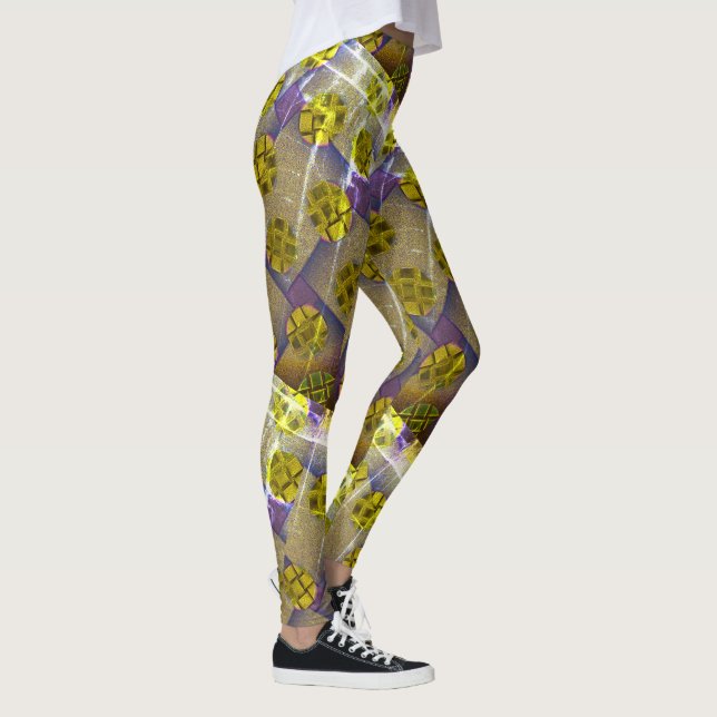 MODERN abstrakt gezeichnet in braun-tiefgelb-leich Leggings (Rechts)