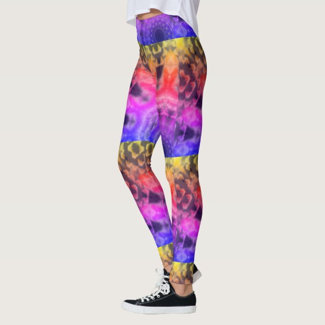 MODERN abstrakt gezeichnet in Gelb-Blau-Rosa-Mosai Leggings (Links)
