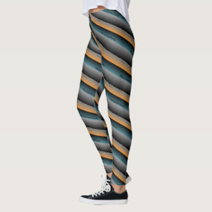 MODERN abstrakt gezeichnet in hellgrau-schwarz grü Leggings