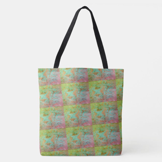 MODERN abstrakt gezeichnet in hellgrün-rosa Tasche (Vorderseite)