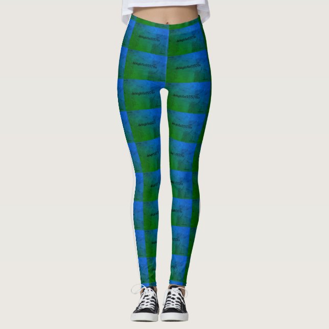MODERN abstrakt gezeichnet in Weiß-Grün Leggings (Vorderseite)