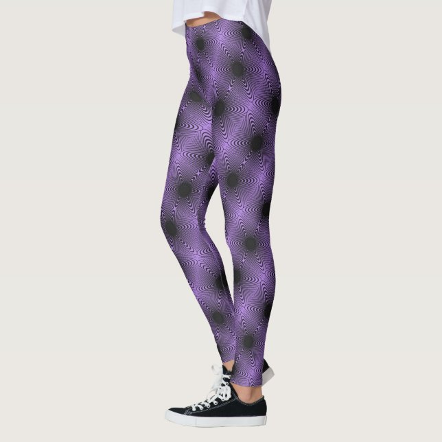 MODERN abstrakt gezeichnet Schwarz-lila-Mosaik Leggings (Links)