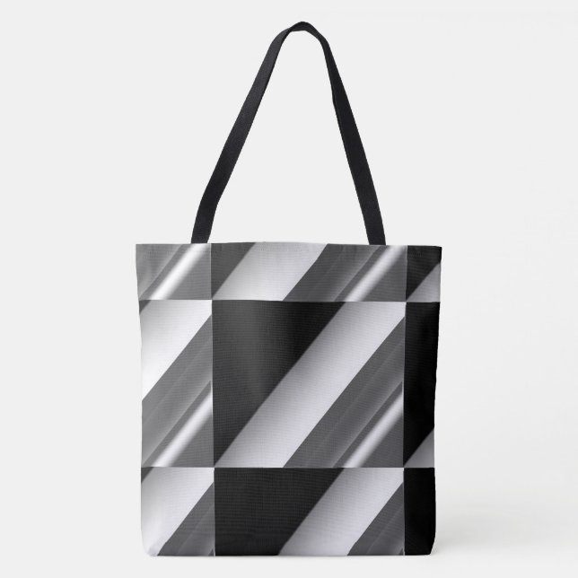 MODERN abstrakt gezeichnet Schwarzweißgrau Tasche (Vorderseite)
