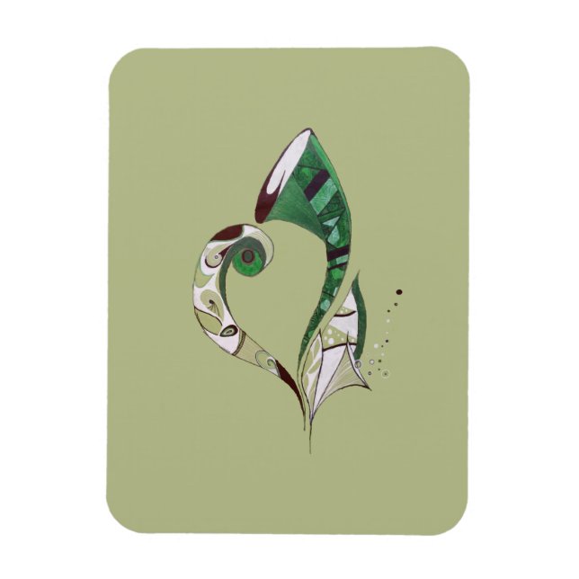 Modern abstrakt Green hand gezeichnete Tintenzeich Magnet (Vertikal)