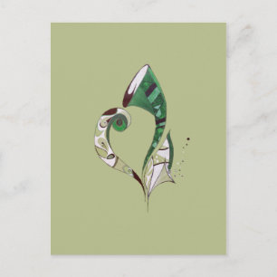 Modern abstrakt Green hand gezeichnete Tintenzeich Postkarte