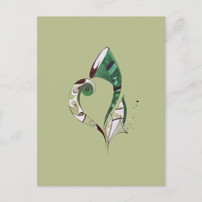 Modern abstrakt Green hand gezeichnete Tintenzeich Postkarte (Vorderseite)