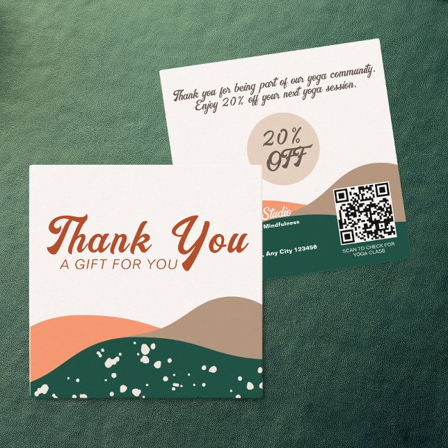 Modern Abstrakt Green Terra Cotta Yoga Rabattkarte (Von Creator hochgeladen)