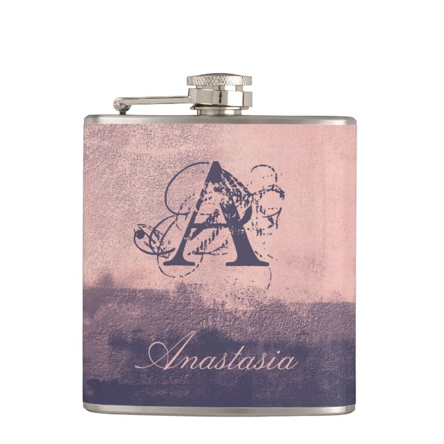 Modern Abstrakt Ihr Name Monogramm Nr. 41 Flachmann (Vorderseite)