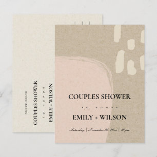 MODERN ABSTRAKT KRAFT BLUSH PEACH COUPLES DUSCHE EINLADUNGSPOSTKARTE