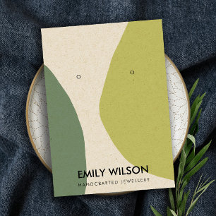 MODERN ABSTRAKT LIME GREEN KRA ART EARRING DISPLAY VISITENKARTE