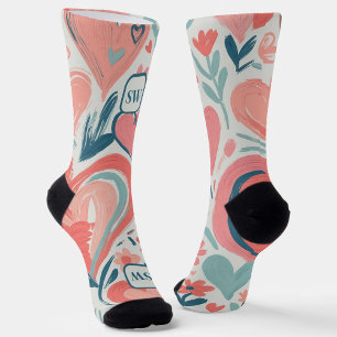 Modern abstrakt orange aquamarines Blumenkohl Socken