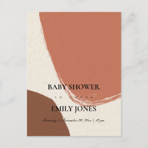 MODERN ABSTRAKT TERRACOTTA RED KRAFT BABY SHOWER EINLADUNGSPOSTKARTE