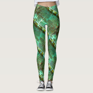 MODERN abstrakt zeichnend-grün-braun-gelb-mosaik Leggings