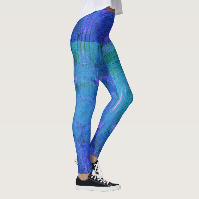 MODERN abstrakt zeichnend in blau-grün-mosaik Leggings (Rechts)