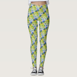 MODERN abstrakt zeichnend in blau-hellgelb-mosaik Leggings