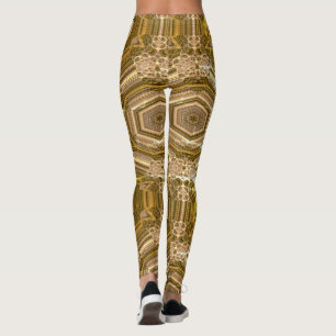 MODERN abstrakt zeichnend in braun-gelb-mosaik Leggings