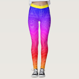 MODERN abstrakt zeichnend in Gelb-Rosa-Blau-Mosaik Leggings